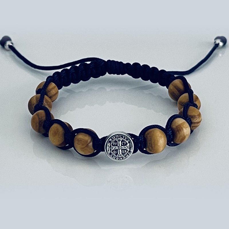 olive_one_st_benedict_bracelet_black_thread-osbb1-x