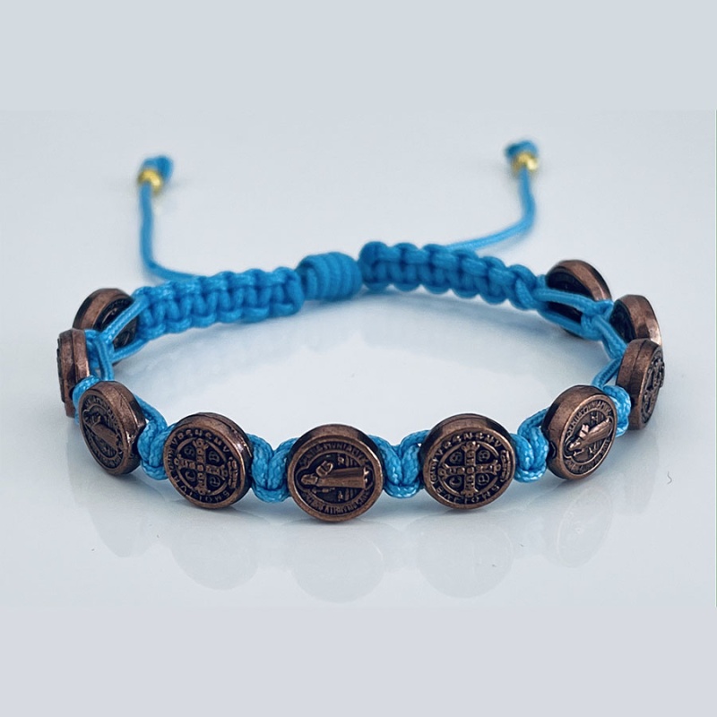 st_benedict_bronze_bracelet_light_blue_thread-sbbb11