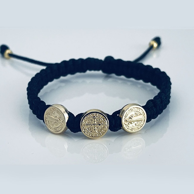 st_benedict_gold_bracelet_black_thread_kids-sbgbk1-x