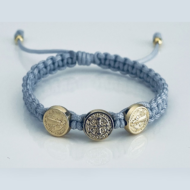 st_benedict_gold_bracelet_grey_thread_kids-sbgbk3-x