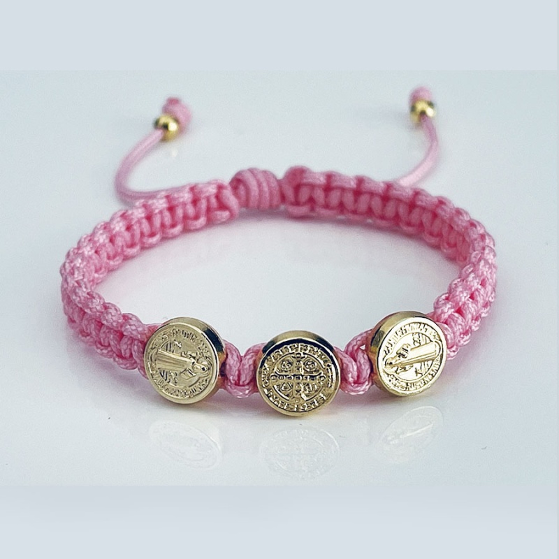 st_benedict_gold_bracelet_light_rose_thread_kids-sbgbk17-x