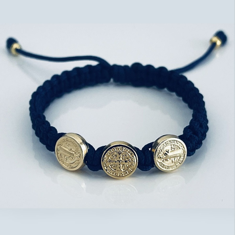 st_benedict_gold_bracelet_navy_blue_thread_kids-sbgbk8-x