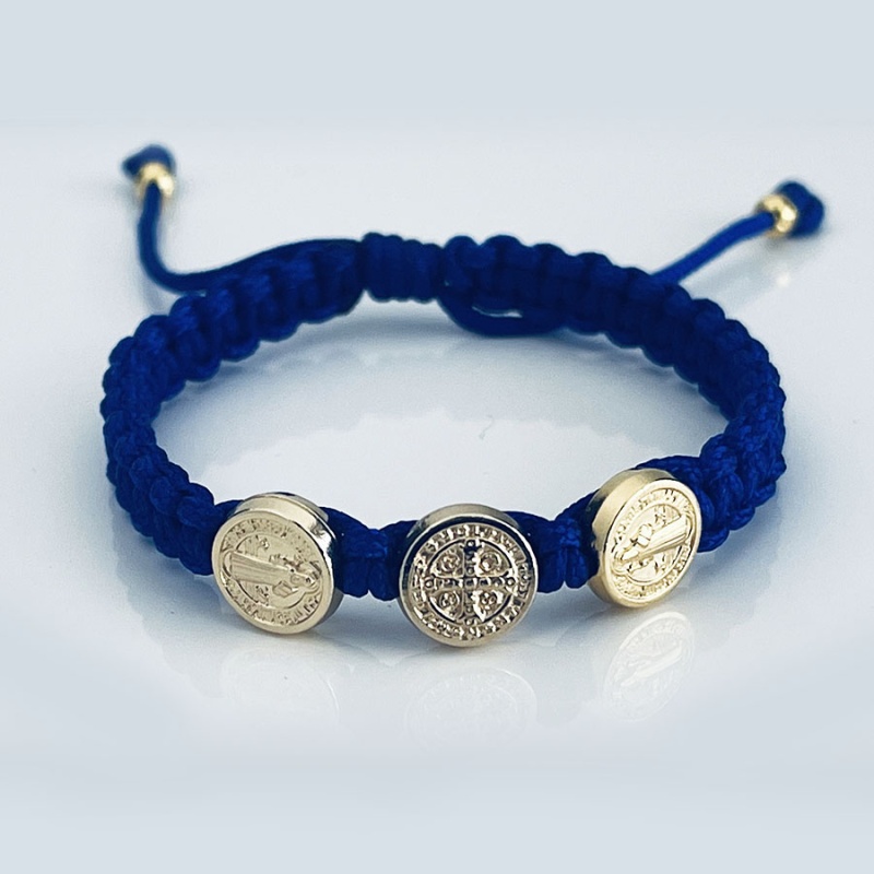 st_benedict_gold_bracelet_royal_blue_thread_kids-sbgbk10-x