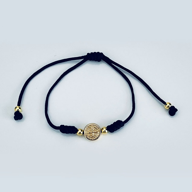 st_benedict_gold_one_string_bracelet_black_thread-sbgob1-x