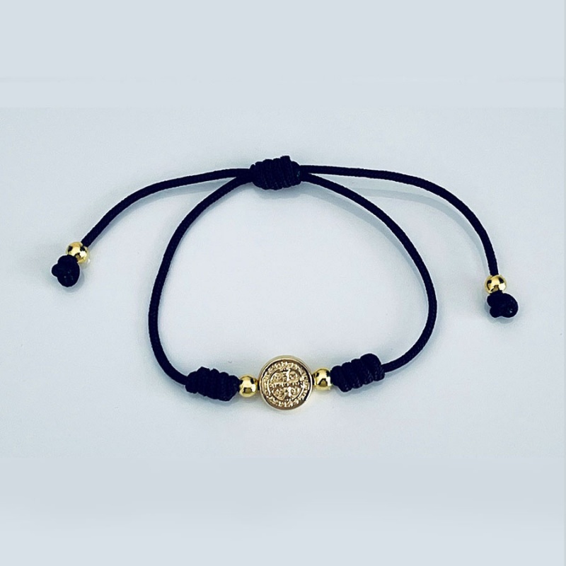 st_benedict_gold_one_string_bracelet_navy_blue_thread-sbgob8-x