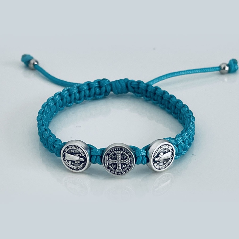st_benedict_silver_child_bracelet_turqouise_thread-sbscb9-x