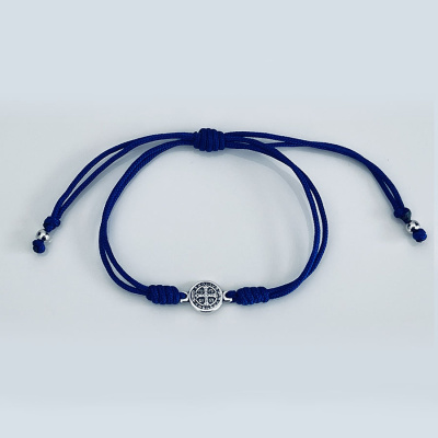 St Benedict silver two strings bracelet