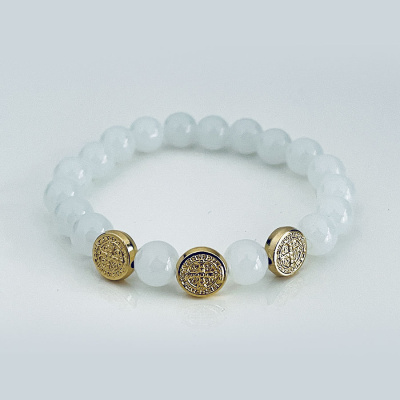 St Benedict pearl gold bracelet